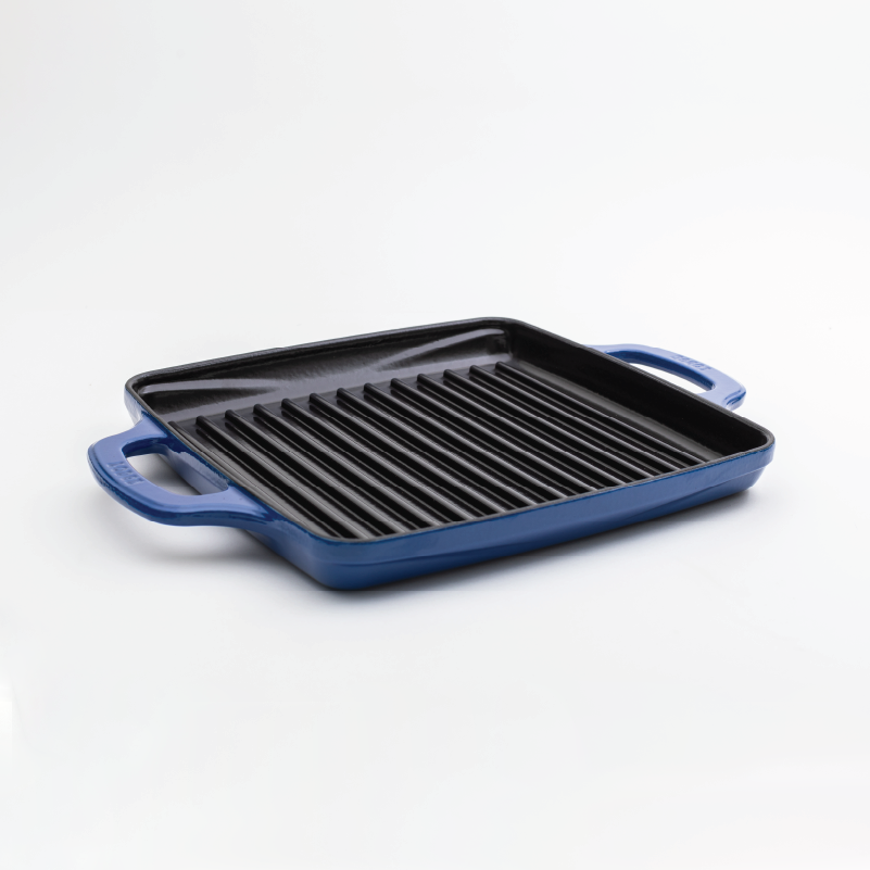 Enameled Cast Iron Grill Pan, Cloud Nine